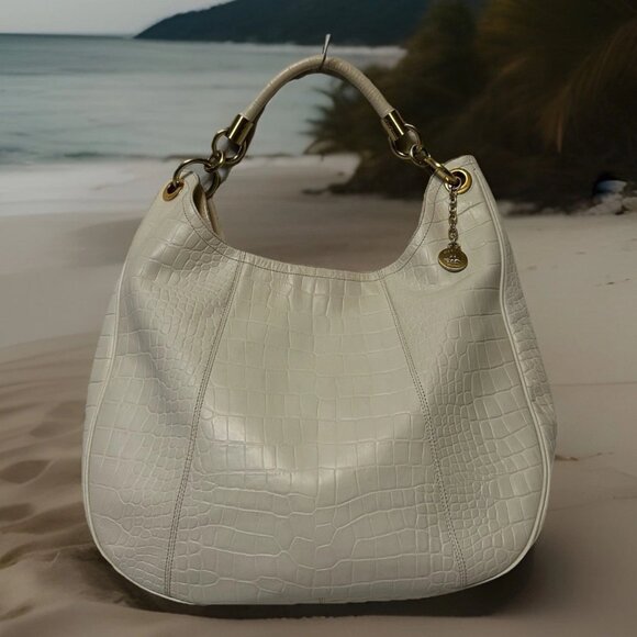 Brahmin Cream Color All Leather Tote Purse Bag Very Clean 16 x 18 - Picture 1 of 9